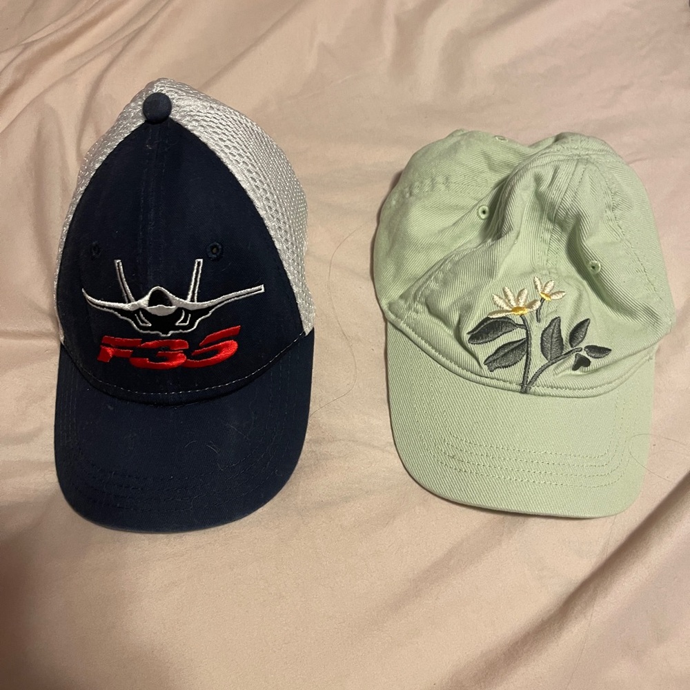 F35 Navy Blue and Green Floral Caps